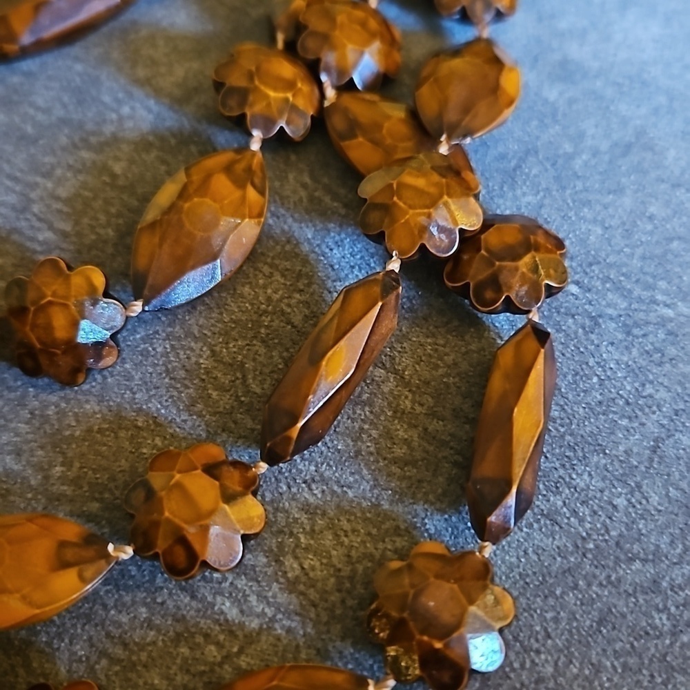 VTG Carved Floral Wood Knot Beaded Ethnic Infinity Festival Necklace - Picture 4 of 8